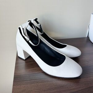 Rebecca Minkoff Ankle Strap Block Heel White